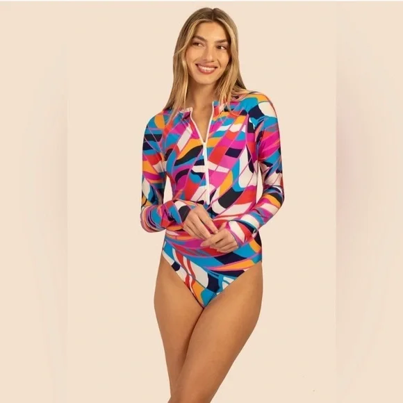 Trina Turk 💕 Rio Zip Up Paddle Suit size XL NWT Paddlebord suit NEW rash… - Picture 3 of 5